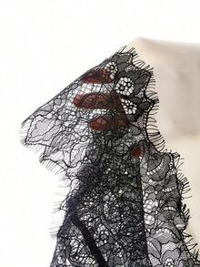 Camiseta de mujer con encaje asimétrico y contraste - Beis - Ver 8