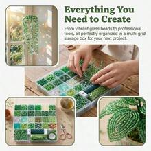 5500 Pcs DIY Beaded Plant Kit, Green Glass Beads For Jewelry Making, Forever Plant Suncatcher Craft Set With Leaf Beads, Bead Plant Making Kit For Home Decor And Gifts (A-1Pc) - A-1Pc - View 5