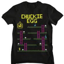 Camiseta con gráfico de nivel de juego Chuckie Egg Retro de 8 bits para hombre, camiseta de manga corta de algodón con arte pixelado estilo arcade vintage - forma - Ver 1