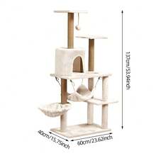 125cm Multi-Level Plush Cat Tree With Sisal Scratching Posts | Cozy Condo, Hammock & Dangling Ball Toy | Sturdy Climbing Ladder & Perches | All-In-One Cat Furniture For Climbing, Resting & Playing, Ideal For Indoor Cats - Beige 1 - View 9