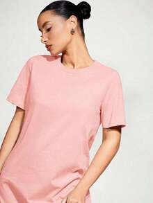 Vestido corto de mujer de unicolor para uso casual, diario y de fiesta - Rosa vieja - Ver 3