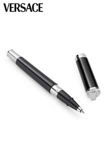 Versace Olympia Ballpoint Pen with Fine Tip,Twist Mechanism With Greca And Medusa Engraved,Stainless Steel - 圓形 - 查看 4