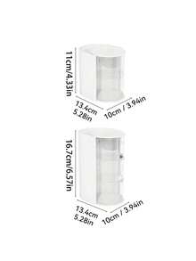 1/2pcs Rotating Transparent Acrylic Makeup Organizer, Multi-Functional Dust-Proof Brush Holder Storage Rack, Desktop Cosmetic Sponge Jewelry Organizer Box - Multicolor - View 11