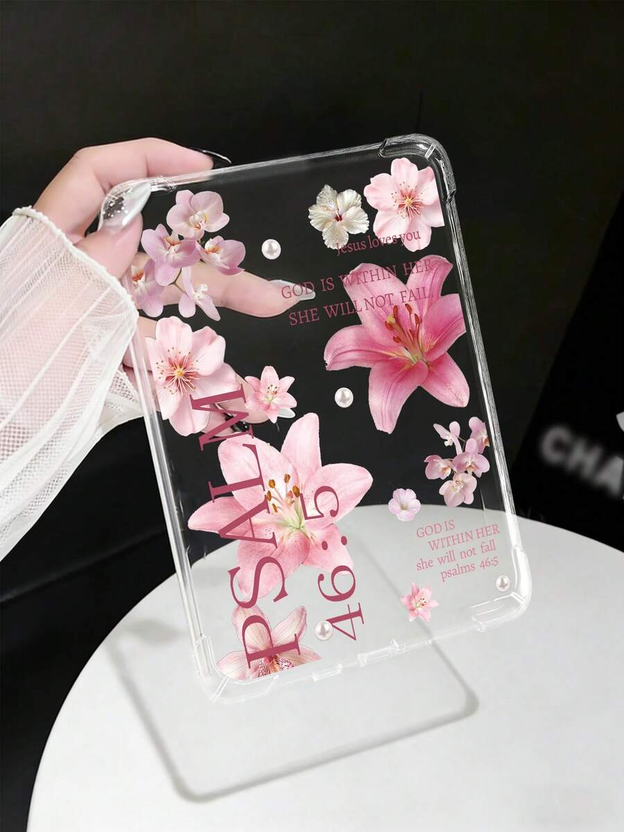 1个粉色百合花图案透明保护套，防摔，全包覆，硅胶软壳，兼容 Kindle 第 11 代（2022 年）/ Kindle Paperwhite 第 12 代（2024 年）/ Kindle Colorsoft Signature Edition，Clara 彩色/单色/双色