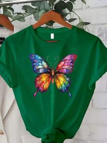 Women's Plus Size Classic Tie-Dye Bohemian Style T-Shirt - Short-Sleeved, Crew-Neck Top In Bright, Multicolored Bohemian Designs, Suitable For Casual Wear In Summer And Autumn, Beach Outfits, Music Festivals, And Everyday Use - Comfortable, Machine-Washable Fabric, A Great Gift For Christmas/Halloween. Bestseller. - 綠色 - 查看 7