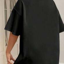 playeras de algodón mujer 1pscCamiseta de Algodón Premium 200g Negra Oversize Unisex con Estampado de cinco de mayo aguacate taco Cuello Redondo Manga Corta100%cotton ropa de mujer  Daily home top - Negro - Ver 2