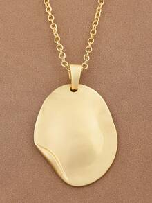 SUPBORA 1 Stück modischer silberner/matter goldener asymmetrischer geometrischer Anhänger Kette Statement Halskette für Frauen für den täglichen Gebrauch - Gold und Silber - Übersicht 9