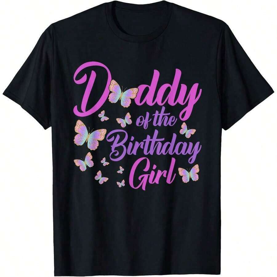 1 Piece Inspirational T-Shirt With Daddy Shark Puzzle Piece Design For Autism Awareness, For Women, Men, Gift T-Shirt, Matching Family T-Shirts, Casual Style, Unisex, Party T-Shirt, Sizes S-5XL, 100% Cotton, Black, 180g, 100% Cotton, All Designs Are Printed. Unisex. - 黑色 9 - 查看 1