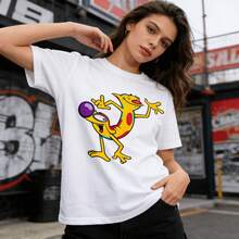 Tops para mujer Casual de Manga Corta para Mujer WXM% Algodón (con Divertidos Estampados de Dibujos Animados) - s Estampadas / Tops para Mujer - Blanca: Casual, Estilo Urbano y Lista para Fiestas - para Uso Diario - Manga Corta, Cuello Redondo, Corte Regular - El Regalo Perfecto para Cumpleaños o Fiestas - Aprovecha el Verano - Ropa de Verano para Mujer - Blanco - Ver 2