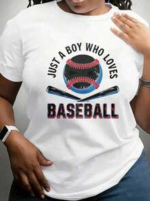 Cute Unisex Premium Casual Short Sleeve T-Shirts For Sports Events, "Only A Guy Who Loves Baseball" Print T-Shirt For Women, Gift For Baseball Fans, Sports Graphic T-Shirt, Suitable For Sports Events, Parties, Sports And Other Festive Gifts. - 白色 - 查看 6