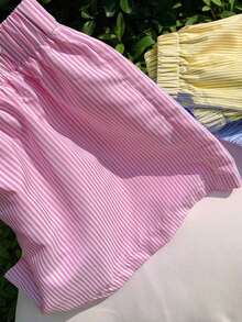 Conjunto de shorts de mujer con estampado de rayas multicolor tejidas - Multicolor 3 - Ver 6