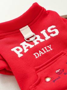 1 pieza Ropa para mascotas, Ropa para perros/gatos, Serie de sudaderas cómodas para perros pequeños, Adecuado para primavera/otoño - Rojo - Rojo - Ver 6