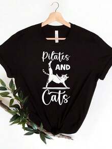 1pscPilates And Ts T-Shirt Funny T Pilates Shirt Yoga Workout Pilates Lover Cute Pilates T Gift Funny Fitness Shirts Heavyweight Cotton T-Shirt For Women – Ladies Black Top – Camisas Para Mujer – Confeccionada con algodón puro, grueso y transpirable para mayor comodidad y durabilidad. Perfecto para el trabajo, el gimnasio, los viajes, salidas informales, deportes al aire libre y para usar en capas en todas las estaciones. Ideal para la escuela, la moda urbana o simplemente para relajarse en casa. 100% algodón. - Negro - Ver 1