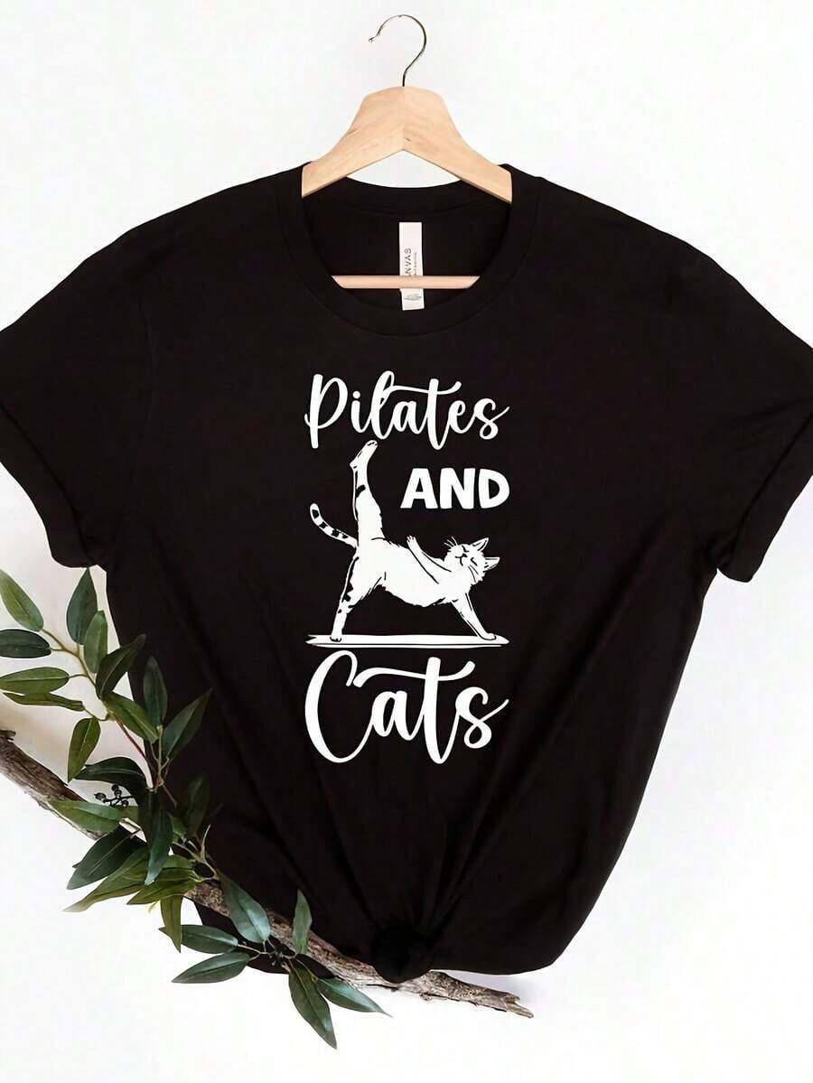 1pscPilates And Ts T-Shirt Funny T Pilates Shirt Yoga Workout Pilates Lover Cute Pilates T Gift Funny Fitness Shirts Heavyweight Cotton T-Shirt For Women – Ladies Black Top – Camisas Para Mujer – Confeccionada con algodón puro, grueso y transpirable para mayor comodidad y durabilidad. Perfecto para el trabajo, el gimnasio, los viajes, salidas informales, deportes al aire libre y para usar en capas en todas las estaciones. Ideal para la escuela, la moda urbana o simplemente para relajarse en casa. 100% algodón. - Negro - Ver 1