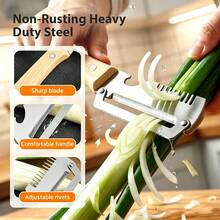 2pcs/1pc Thick Stainless Steel & Wooden Handle Peeling Knife, Kitchen Potato Peeler, Onion Slicer, Fruit Peeler, Multi-Function Household Tool - Multicolor - View 12