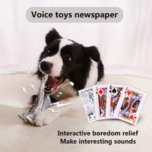 趣味报纸咀嚼玩具，适合狗狗、幼犬以及所有猫狗——这款沙沙作响的报纸玩具适合小型/中型/大型犬，是一款布艺玩具，可以缓解宠物无聊和焦虑，可水洗，无需电池，是完美的宠物礼物。 - 彩色 - 查看 6