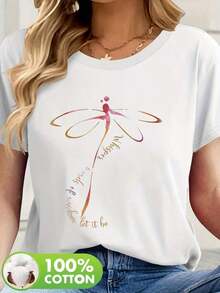 Camiseta suave 100% algodón, estampada, casual, de cuello redondo y manga corta, nueva para mujer, transpirable, versátil, fresca. - Camiseta unisex de manga corta y cuello redondo de algodón 100% puro, estilo vintage urbano. - Blanco - Ver 1