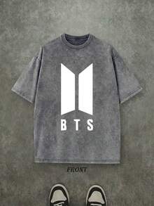 New American-Style 100% Cotton T-Shirt Suitable For Both Men And Women, With Fun Retro Design And Double-Sided Printing. B T    S Jimin 95 • Preference For T-Shirts • Birth Year Jersey - The "JIMIN" Logo And The Number "95" Represent The Birth Year Of Member Park Ji-Min, Featuring Cartoon Letter Pattern Printing. Streetwear Korean-Style Comfortable Retro Fashionable Casual And Versatile Y2K Clothing. Regular Small-Scale Punk-Style Fitted Black Round-Neck Short-Sleeved Washed T-Shirt From The Washed Retro Series, A Comfortable Pure Cotton T-Shirt From The Washed Retro Collection, Easily Creating Retro Casual Outfits, Suitable For Daily Commuting, Casual Outings, Music Festivals, And Daily Wear. Classic Retro Style, Men's Printed T-Shirt, Women's Printed T-Shirt, Couple's Outfit. - Xám - Xem 3