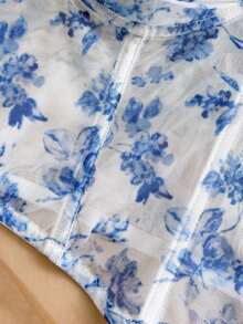 Top de camisola de malla con estampado floral vintage romántico para mujeres, adecuado para vacaciones, citas, té de la tarde, vacaciones, festivales de música, estilo bohemio, primavera/verano - Multicolor 2 - Ver 6