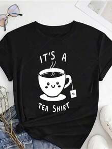Funny T-Shirt, A T-Shirt For Coffee Lovers | Cute Red T-Shirt With Humorous Slogan, Round Neck, Short Sleeve, Casual Summer/Autumn Top, The Best Gift For Christmas, Thanksgiving And New Year - 黑色 - 查看 9