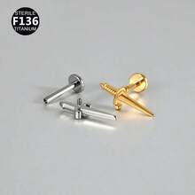 1件箭头形F136钛合金唇钉环 - 内螺纹M0.9 - 16号人体饰品 耳软骨耳屏耳廓穿孔 唇钉 唇部穿孔 - 唇釘(1個) - 查看 4