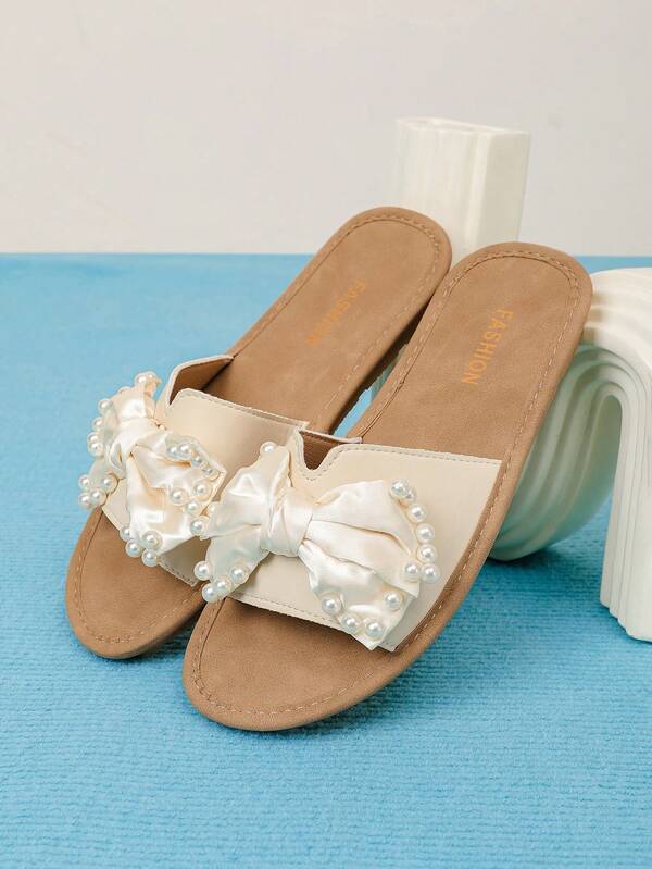 Zapatillas tipo bailarina con decoración de perlas hecha a mano, suela suave y cómoda para uso en exteriores