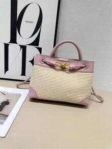 BV Bottega Small Andiamo Bolso de mujer tejido a mano en cuero genuino Bolso de bolso de mano tipo cubo con patrón tejido para mujer, bolso de marca, elegante bolso de mano para señora bolsa de regalo exquisita, bolso de bolso de mano de lujo para mujer, bolso cruzado de moda para mujer, adecuado para chicas, estudiantes estudiantes universitarios damas de oficina, madres de mediana edad para uso diario, compras oficina, clase, reuniones, citas, actividades al aire libre también un regalo ideal para Bolso bandolera para mujer, versión coreana, estilo ins, bolso de paja tejido, bolso de mano versátil de moda para el verano 2026. - Negro - Ver 12