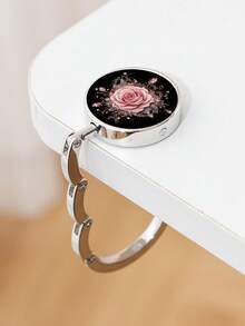 1pc Vintage Floral Round Bag Hanger Portable Foldable Table Purse Hook With Rose Strawberry Ladybug Printed Metal Handbag Holder For Women Gifts Daily Use Storage Organization Desk Accessory - Multicolor - View 20
