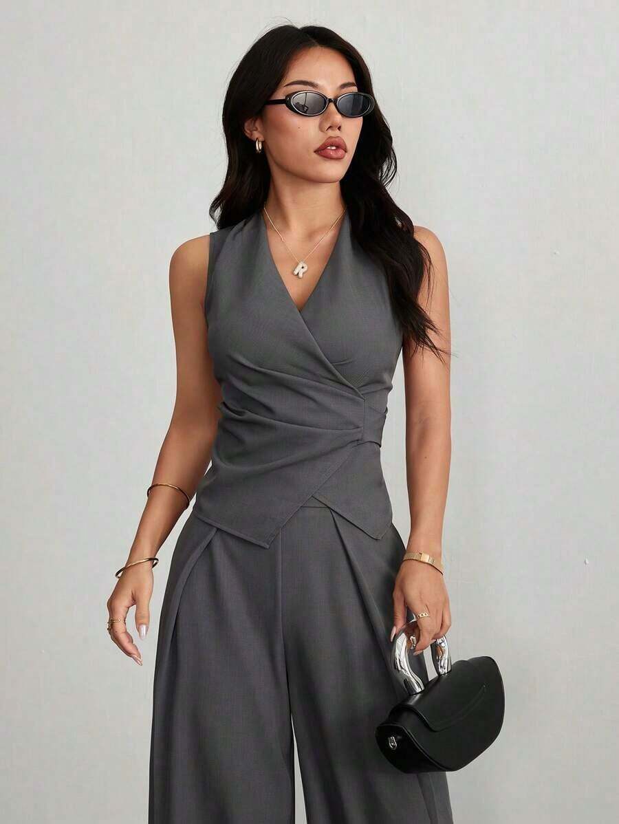 Trajes de mujer, elegantes para ir al trabajo en otoño/invierno - Gris - Ver 1