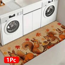 1pc Squirrel Pattern Printed Linen Kitchen Rug, Doormat, Bath Mat, Hallway Mat, 3D Printed Rectangle Carpet For Living Room, Bedroom, Corridor, Bathroom, Laundry Room - Polyester Rug For Indoor And Outdoor Home Decor - Multicolor - View 18