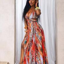 BamGlam Women's Zebra Print Color Block Hollow Out Tie-Up Dress, Suitable For Dates And Parties - Multicolor - Ver 4