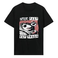 Camiseta de moda divertida Possum Raccoon Live Fast Eat Trash Street Cats Squad, camiseta informal de calidad increíble, camisetas de Hip Hop 62483 - forma - Ver 1