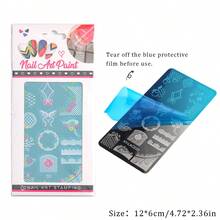 Square Transparent Silicone Nail Art Stamp With Lace Floral Nail Stamping Plate Set, High Transparency, Alcohol Wipeable, Rectangular Jelly Nail Stamp With Scraper, Perfect For DIY Nail Art & Salon Manicure - Clear - View 9