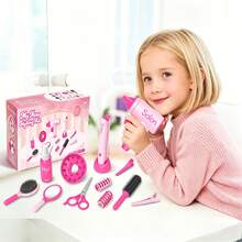Juego de rol de peluquera para niñas, kit de salón de belleza simulado con secador de pelo, rizador y espejo, herramientas de peinado completas, juguete de belleza de princesa para juego de fantasía, regalo perfecto para cumpleaños, Navidad, vacaciones, regreso a la escuela, Acción de Gracias y todas las festivida - Multicolor - Ver 11