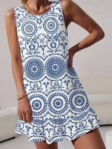 Vestido mini estampado para mujer, adecuado para primavera y verano - Multicolor 8 - Ver 1