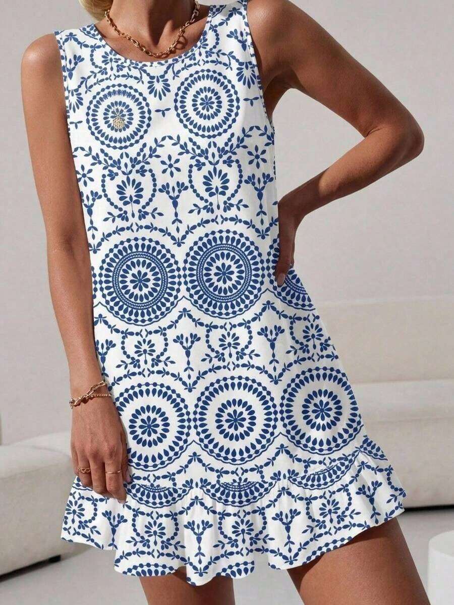 Vestido mini estampado para mujer, adecuado para primavera y verano - Multicolor 8 - Ver 1