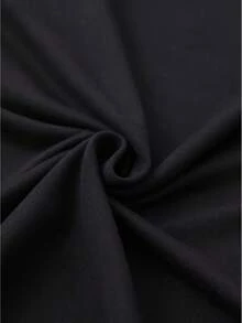 Camiseta manga corta cuello redondo 100% algodón, estampado trendy, tejido ligero y ventilado, estilo moda casual, apta para vida diaria, salidas informales y citas en primavera, verano y otoño - Negro - Ver 3