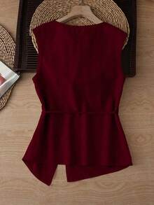 Nueva llegada Camiseta sin mangas con diseño único para mujeres, primavera/verano - Burdeos - Ver 2