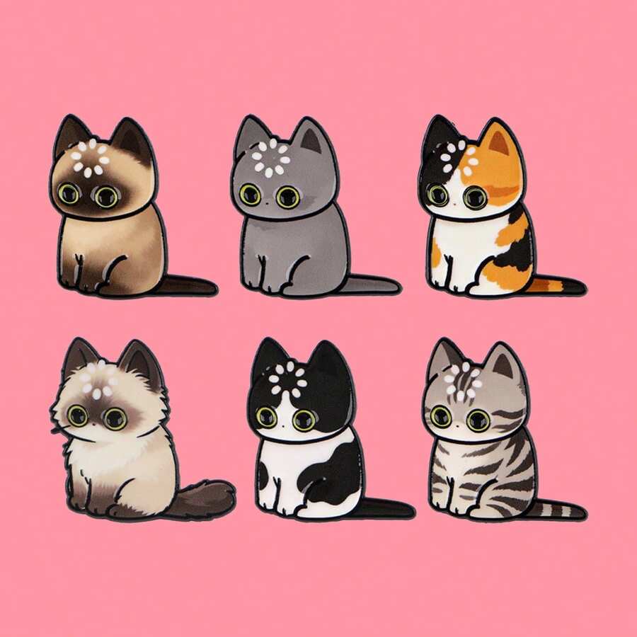 加载中……猫咪珐琅徽章 可爱卡通动物胸针 翻领别针 徽章 背包服饰配饰 时尚珠宝礼品
