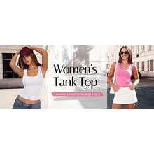 Women's Double Lined Tank Top Fitted Scoop Neck Casual Basic Summer Tank Sleeveless Tops - White - View 9