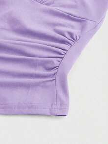 Punk Parte superior con estampado de leopardo y cuello de halter para mujer, escuela - Púrpura malva - Ver 4