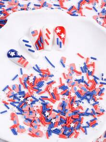 12g/20g Independence Day Polymer Clay Slices, Red White Blue Star & Flag Themed Nail Art Charm, USA Patriotic Nail Decorations For 4th Of July Manicure, DIY Nail Accessories For Women, Perfect For Holiday & Party Use, Nail Art Supplies - Multicolor - View 4