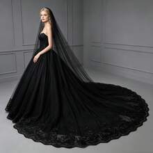 Khăn voan cô dâu màu be mới, dài 3 mét, màu đen và trắng tinh khôi, ren đính sequin lấp lánh. - Màu be - Xem 7
