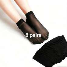 20 paires de chaussettes de cheville transparentes en maille de couleur unie décontractées - Noir - Voir 4