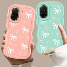 Macaron Style Heart-Shaped Bow Phone Case, Suitable For Galaxy/Honor/HW/ - Black - View 4