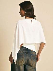 uello chal marrón para mujer, blusas elegantes para mujer, blusas casuales para mujer, apropiada para uso diario, salir, ir y venir en otoño/invierno, blusa de manga de murciélago, blusa marrón café, blusa marrón oscuro - Blanco - Ver 6