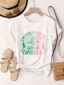 Porque te conocí, me cambié para siempre. Camiseta casual con estampado a la moda para mujer, adecuada para todas las estaciones.  
 -Blanco - Blanco - Ver 2