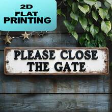 2D Flat Vintage Large "Please Close The Door" Metal Sign - Black And White Wall-Mounted Door Sign, Large Font, 4x16 Inches (10x40 Cm) - Rustic Farmhouse Decor, Housewarming Gift, Holiday Decoration, Suitable For Office Or Door (2D Flat, Perfect For Room Decor) - Multicolor - View 5