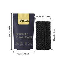Khăn tắm tẩy tế bào chết màu đen TORVIKX, khăn tắm tẩy tế bào chết sâu cho làn da mịn màng, loại bỏ tế bào chết và cải thiện kết cấu da. - Khăn tắm tẩy tế bào chết - Xem 5