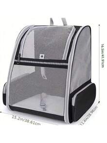 Breathable Mesh Dual-Shoulder Pet Carrier Backpack-Portable Travel Bag For Cats Foldable Design, With Free Small Blanket, Ideal For Carrying Pets During Outdoor Travel - Multicolor - View 3